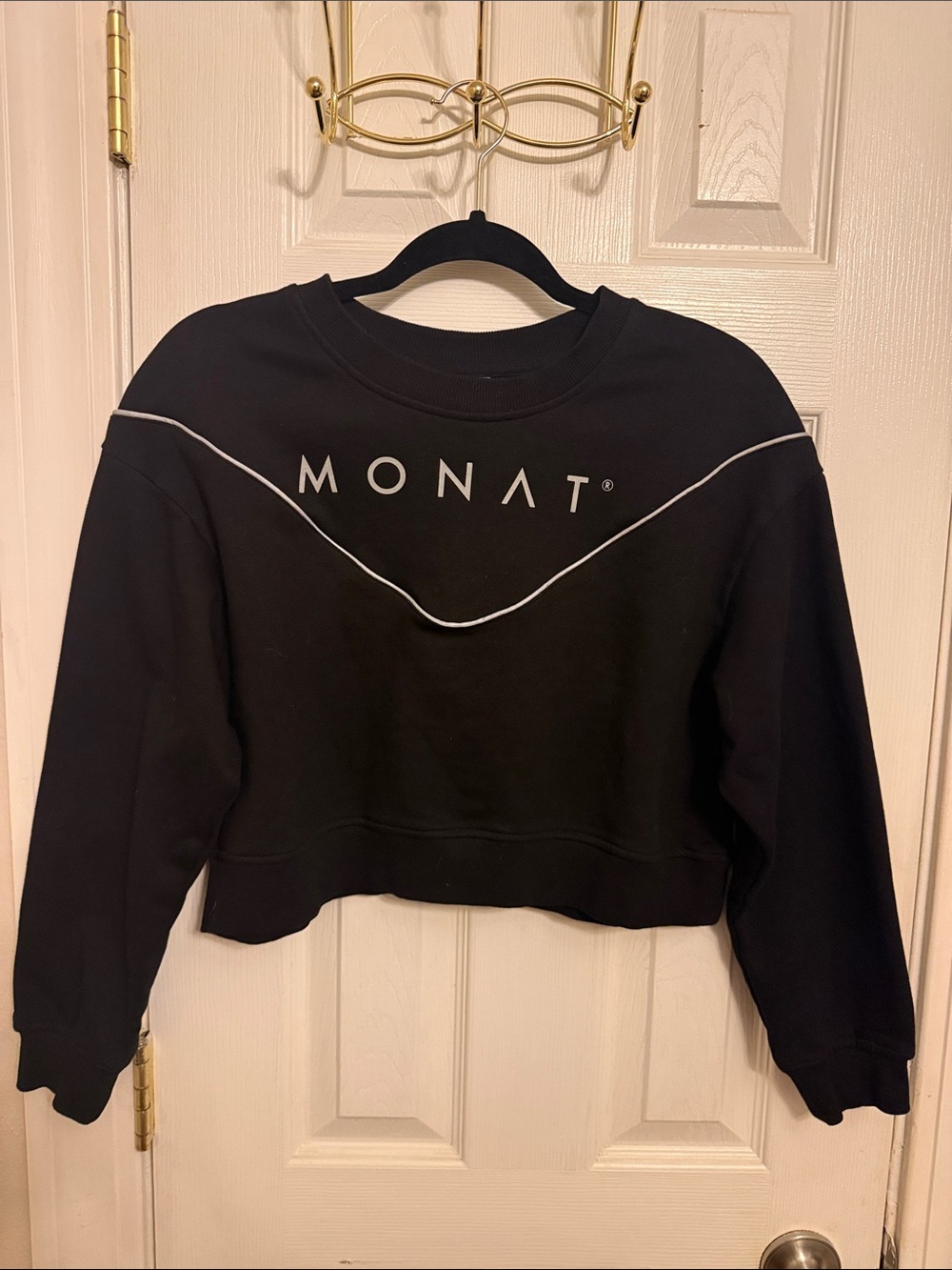 MONAT Black 100% Cotton Cropped Logo Sweatshirt